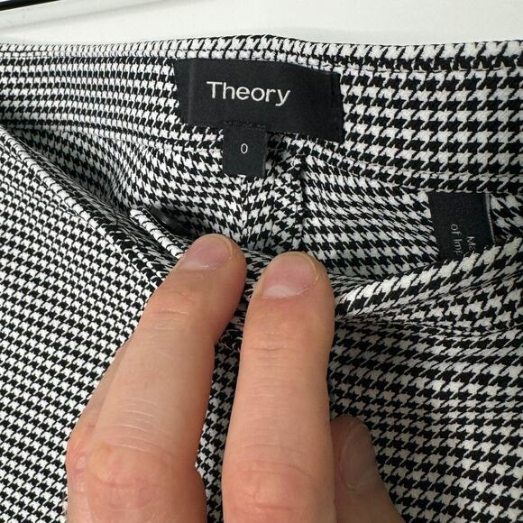 Theory Classic Crop Houndstooth Ankle Skinny Pants, Black/White, Women's Size 0 - Picture 6 of 8